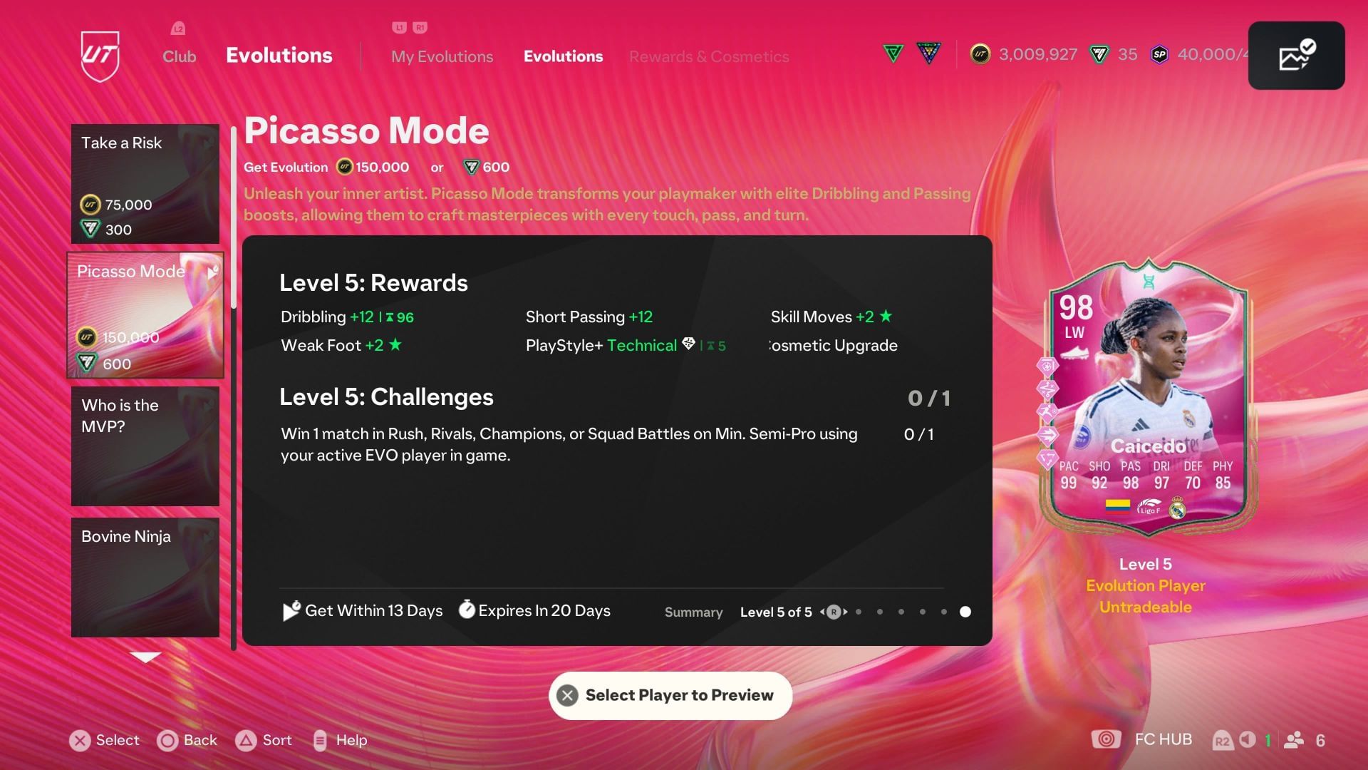 The EVO has five levels (Image via EA Sports)