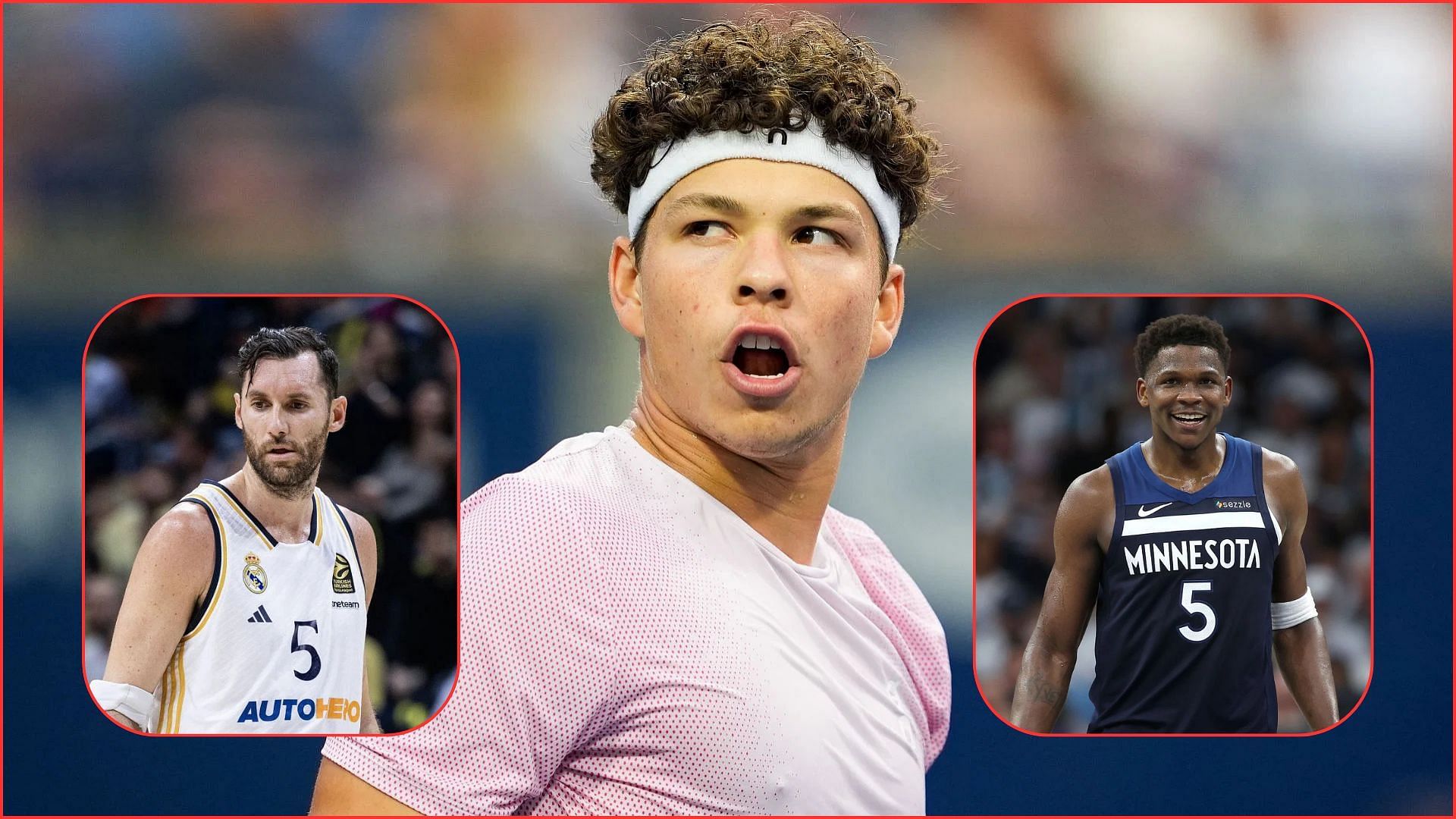 (L-R) Rudy Fernandez (inset), Ben Shelton, Anthony Edwards (inset) | Getty