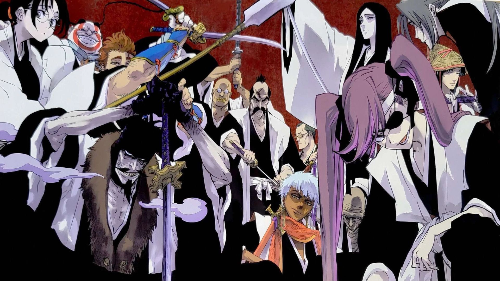 The original Gotei 13 captains from Bleach (Image via Studio Pierrot)