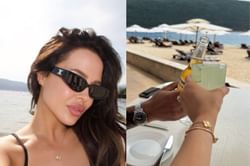 Evander Kane's fiancée, Mara Teigen, poses in an all-black bikini as she enjoys beach day in Montenegro
