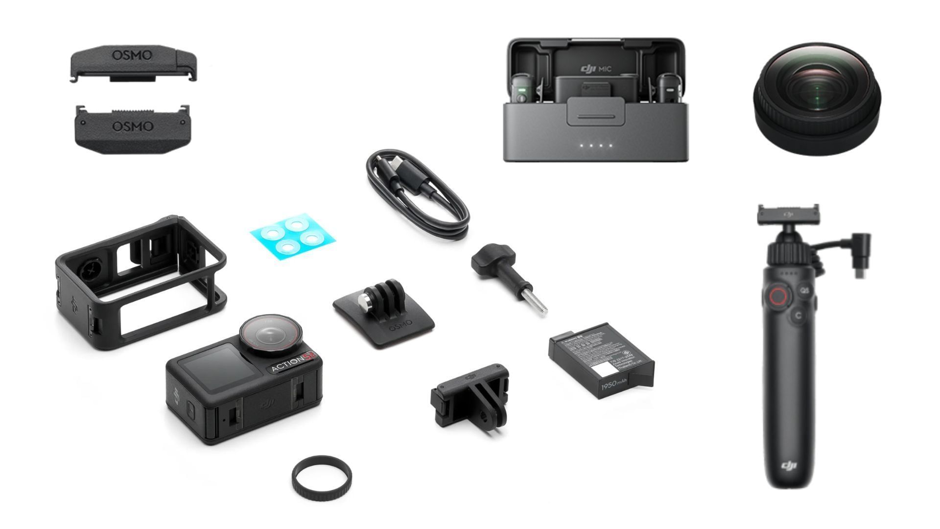 Accessories of the Osmo Action 5 Pro (Image via DJI)