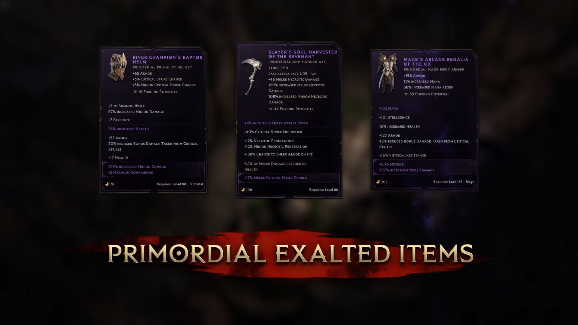 In Season 3, we will also be getting three additional Primordial Exalted items (Image via Eleventh Hour Games)