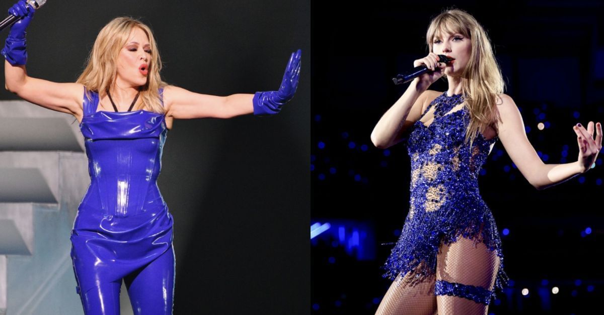 Kylie Minogue - left, Taylor Sw