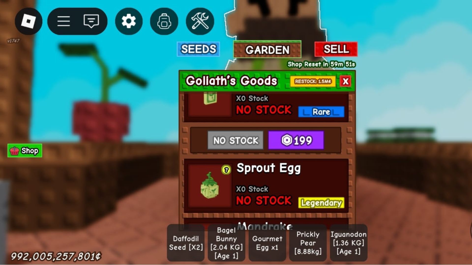 The Goliath&#039;s Goods stock (Image via Roblox)