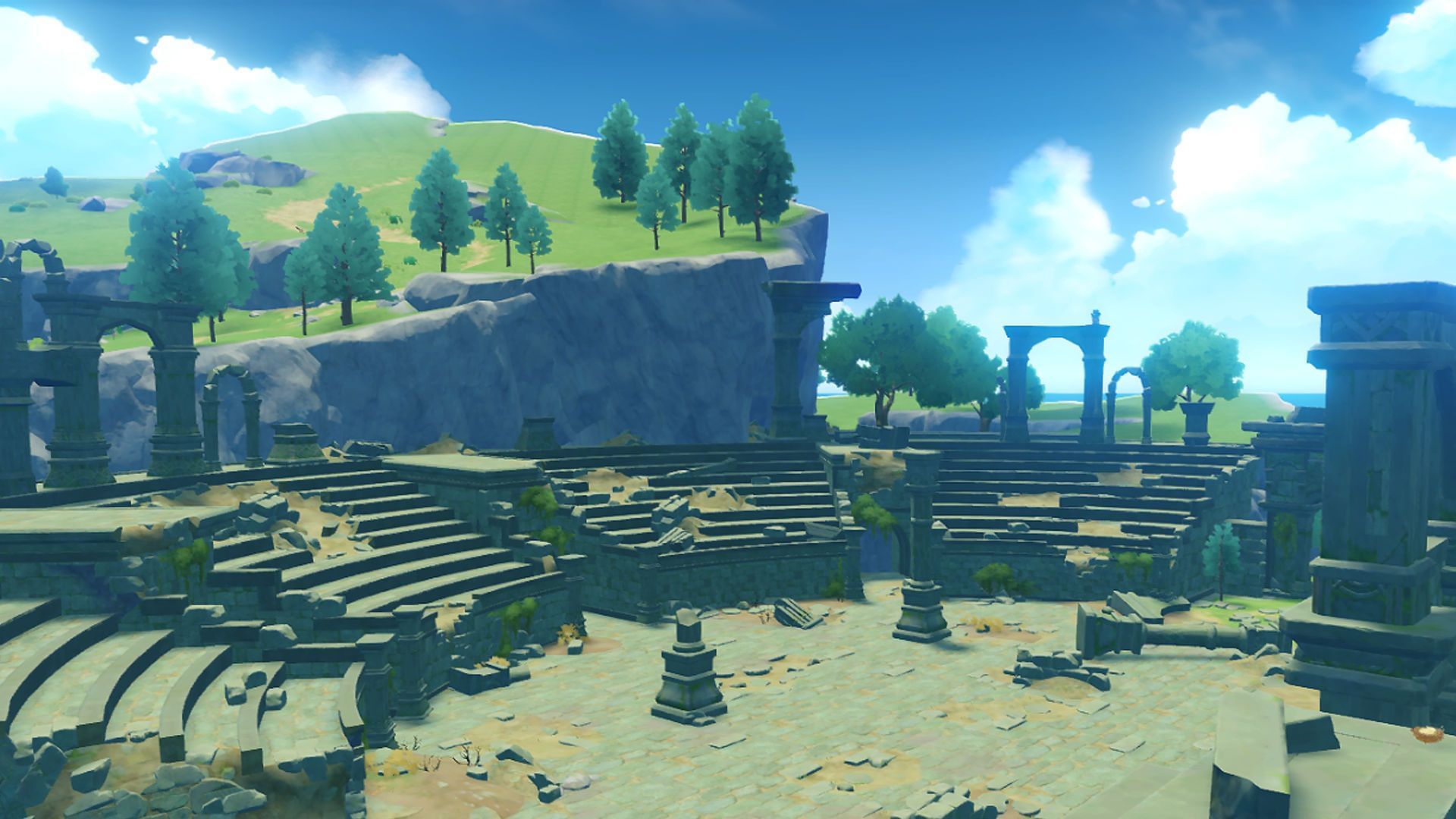 Thousand Winds Temple in Mondstadt (Image via HoYoverse)