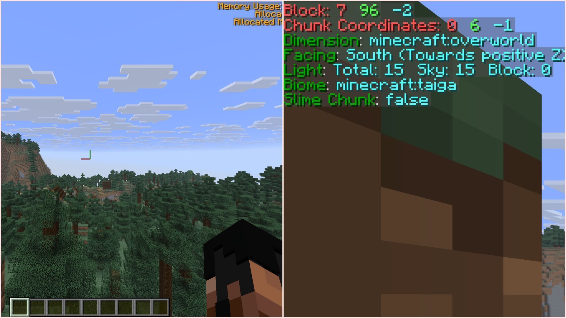 South-east rule is a unique mechanic showing several in-game activities happen in connection to the south or east directions (Image via Sportskeeda Gaming || Mojang Studios)