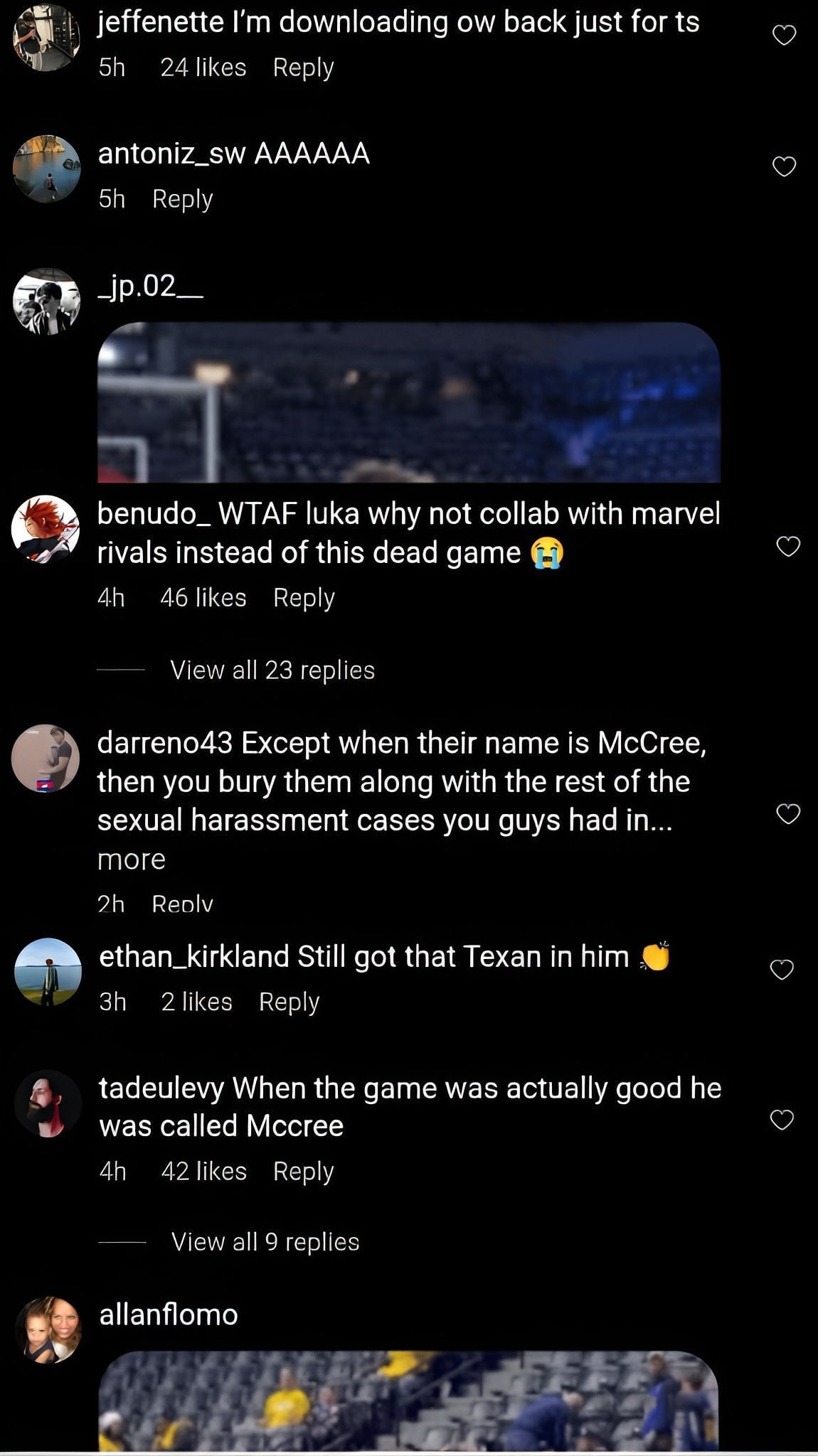 Comments on the post (Source: @playoverwatch/Instagram)
