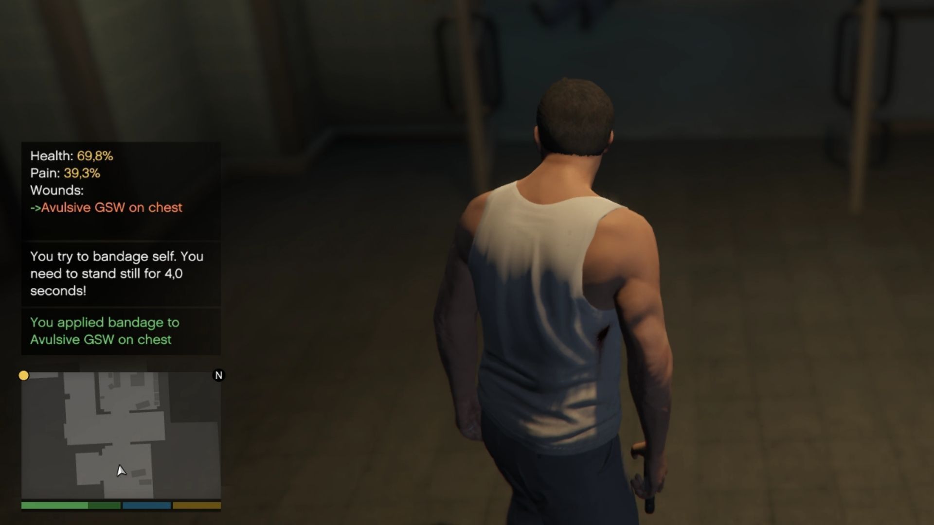GunShot Wound is a mod that adds realistic wounds to the game (Image via Rockstar Games || GTA5 mods/SH42913)