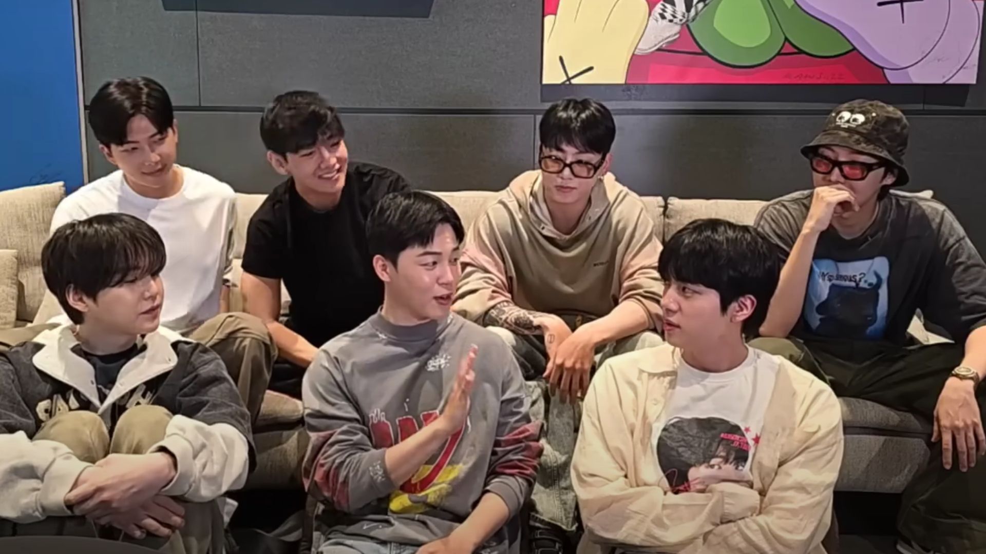 BTS members in the July 1st livestream (Image via Weverse)