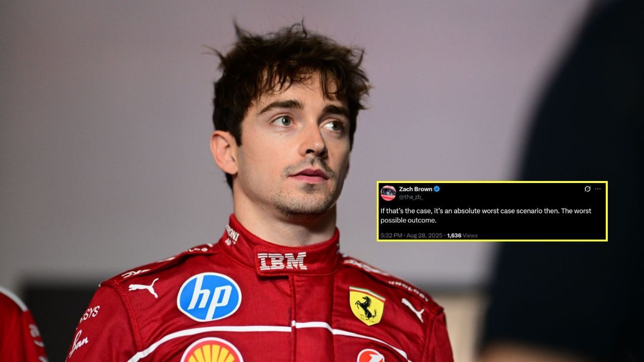 In Picture: Charles Leclerc (foreground). Credit: Getty Images. Fan reaction by: x.com/the_zb_