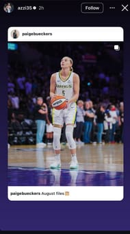 Azzi Fudd hypes up GF Paige Bueckers as Wings star shares snaps from August - Image source: Instagram/azzi35