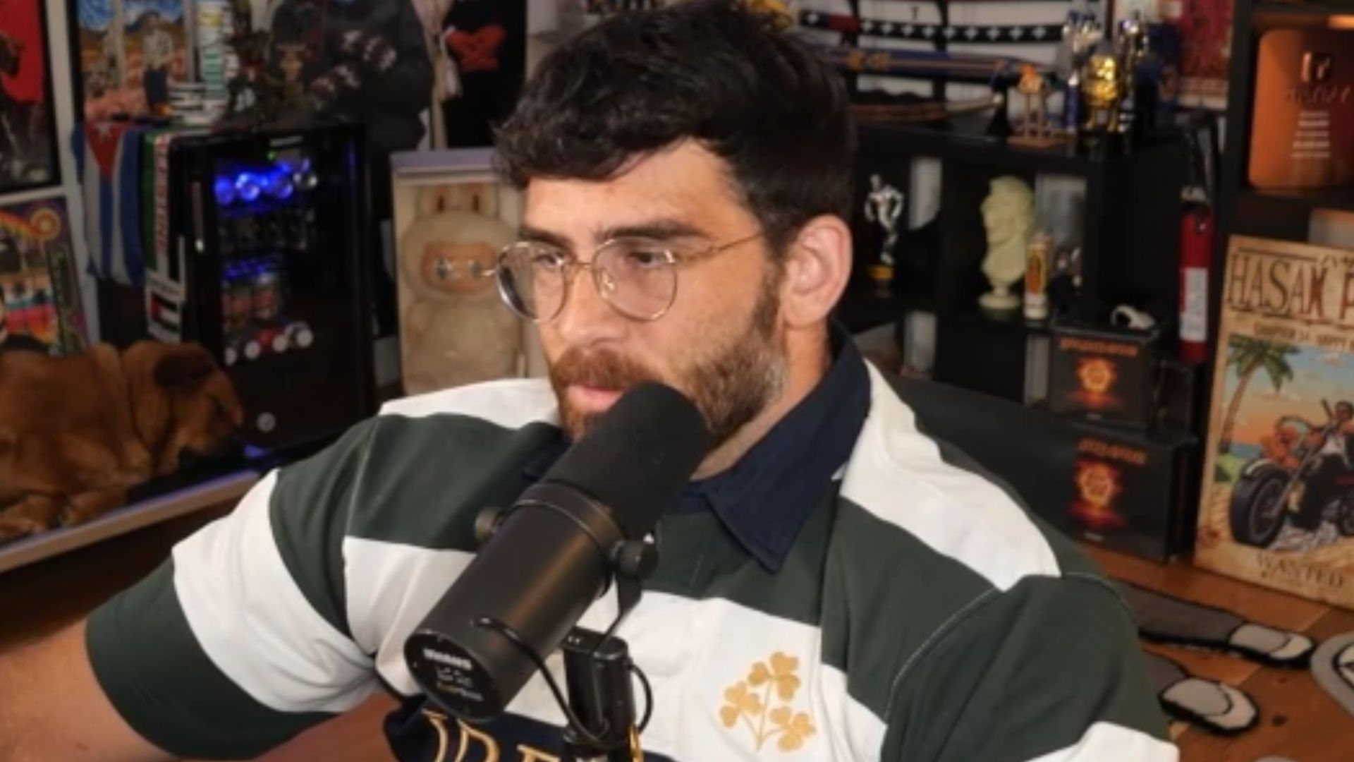 HasanAbi clarified his take on his recent remarks about violence against Israeli forces involved in the Israel-Palestine conflict (Image via HasanAbi/Twitch)