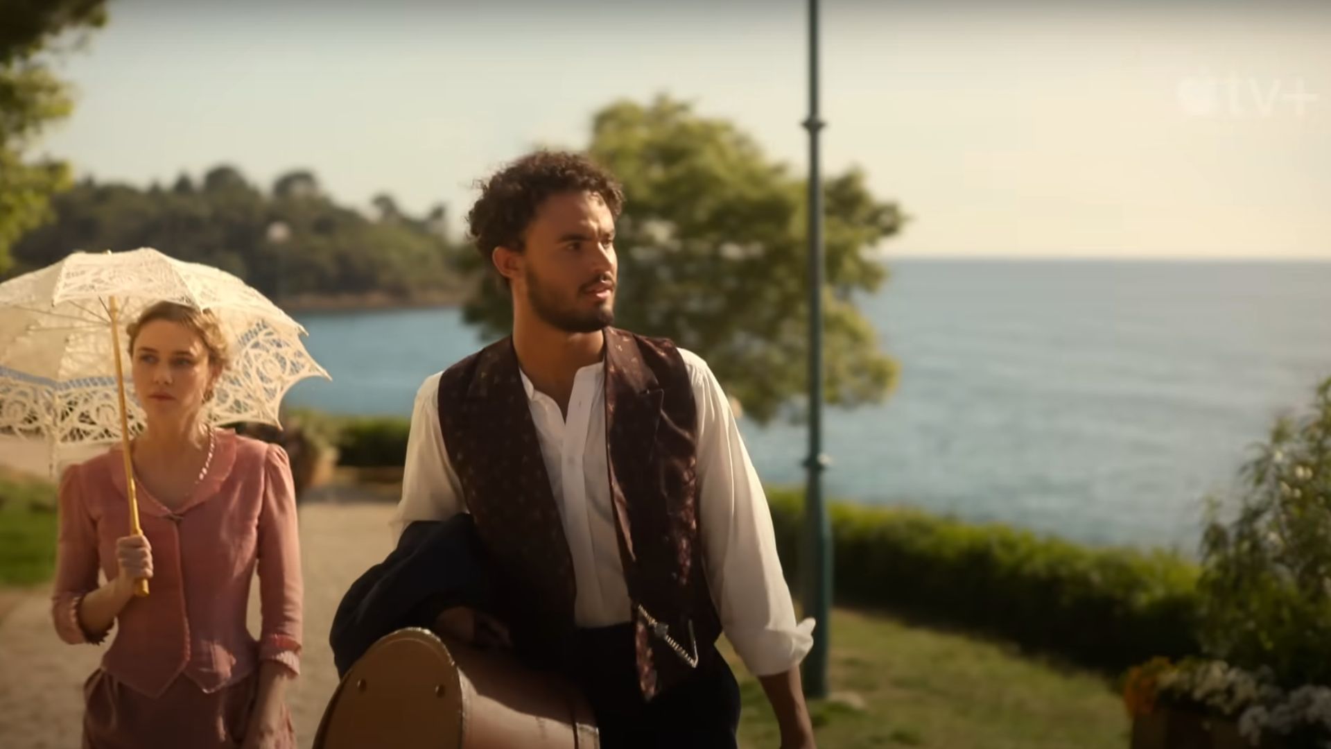 Guy meets Paloma when he escapes to Italy with Jinny (Image via YouTube/Apple TV)