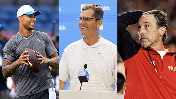 "Jim Harbaugh is unreal" - 49ers insider throws shade at Kyle Shanahan over Trey Lance's development as Chargers QB impresses at HOF game