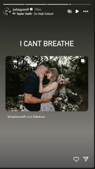 Iowa's Jada Gyamfi reacts to Taylor Swift and Travis Kelce getting engaged on IG story. Image via @jadagyamfi