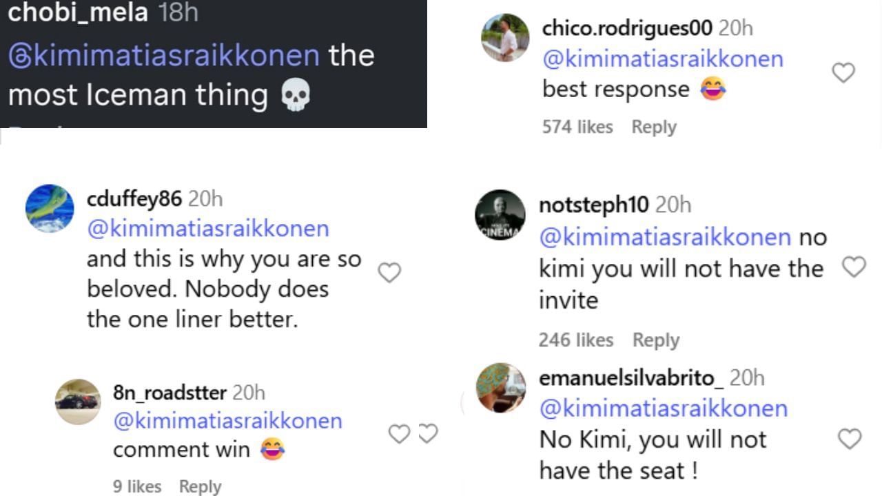 Snapshot of F1 fans&#039; comments...Credits-Instagram