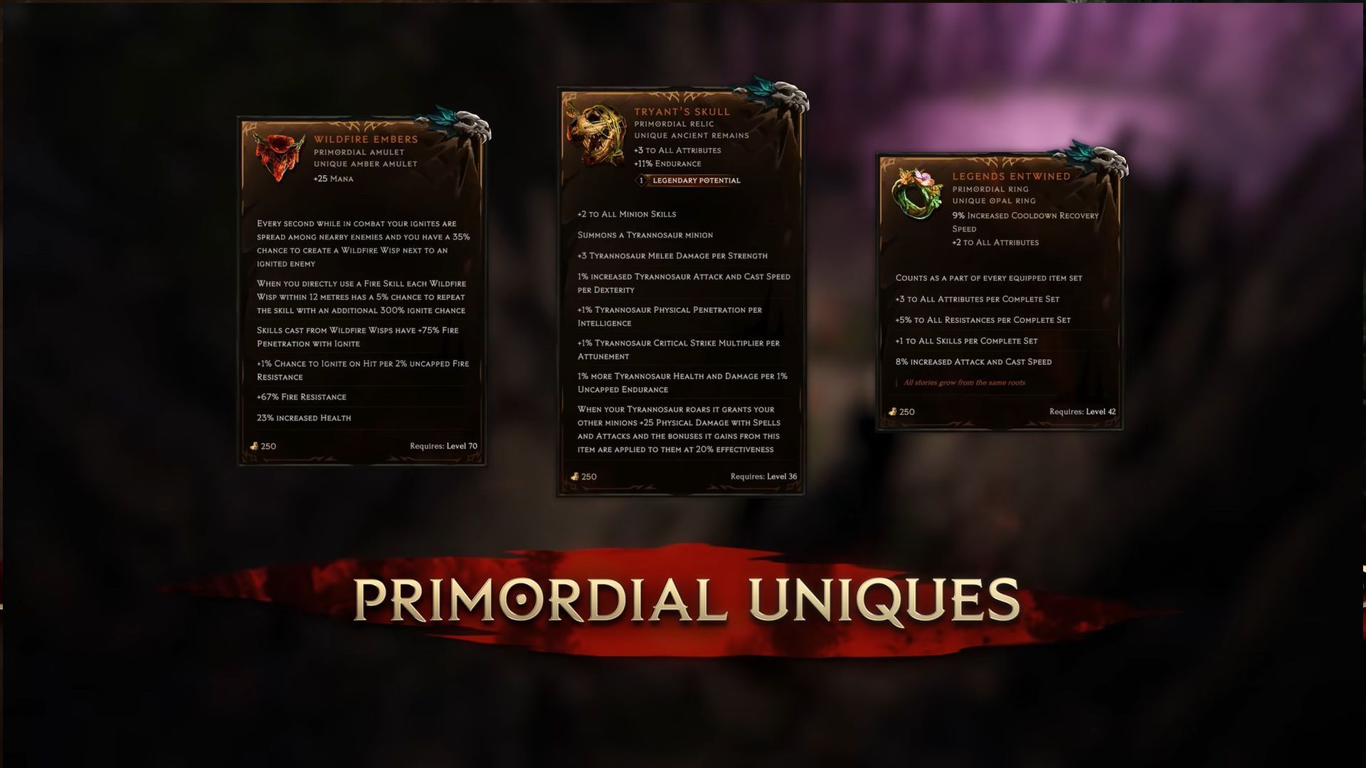For now, we have three Primordial Unique items coming in Season 3. (Image via Eleventh Hour Games)