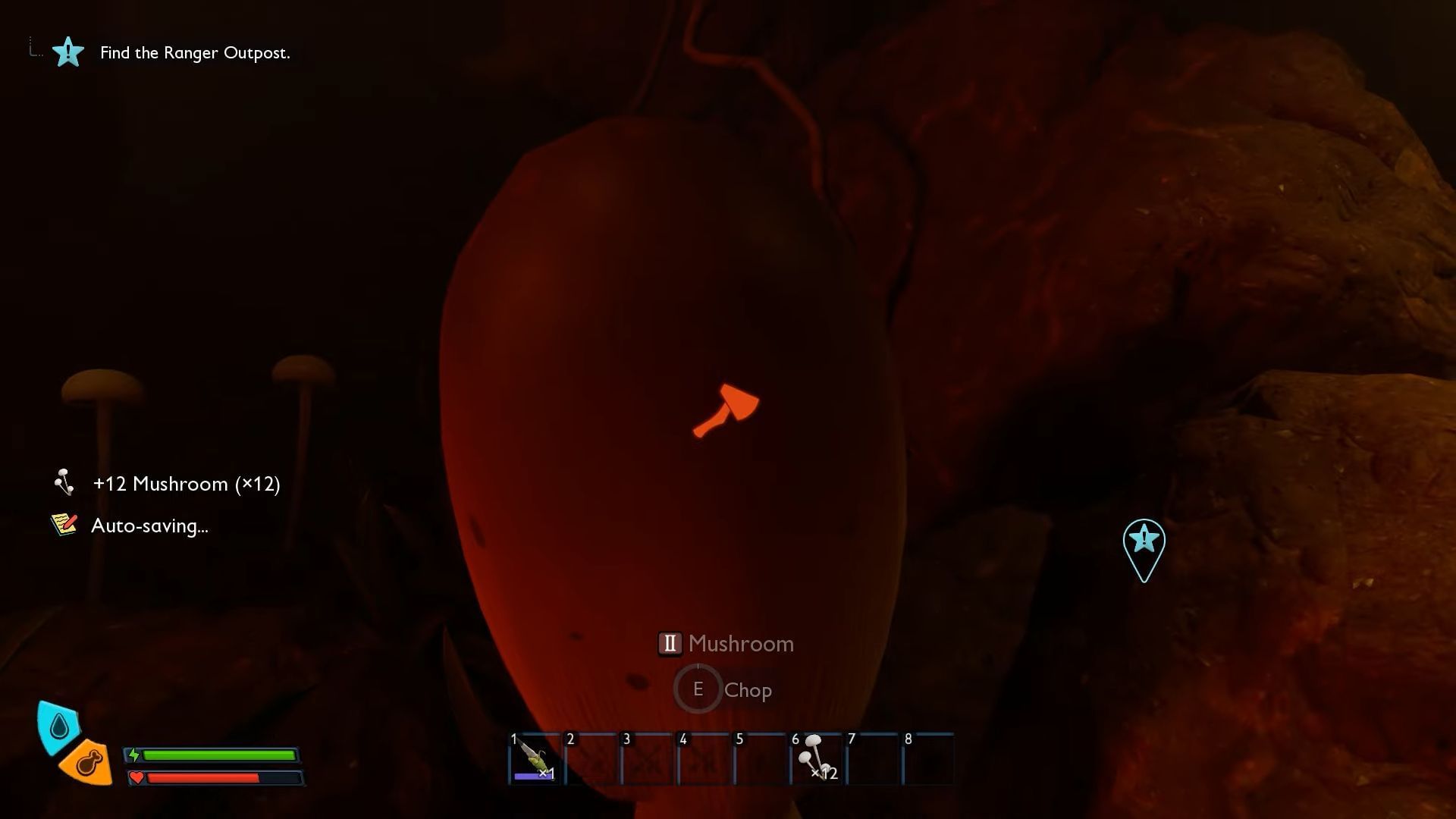 Chop mushrooms to get Mushroom Chunks (Image via Xbox Game Studios | YouTube/HeRo Survival Guides)