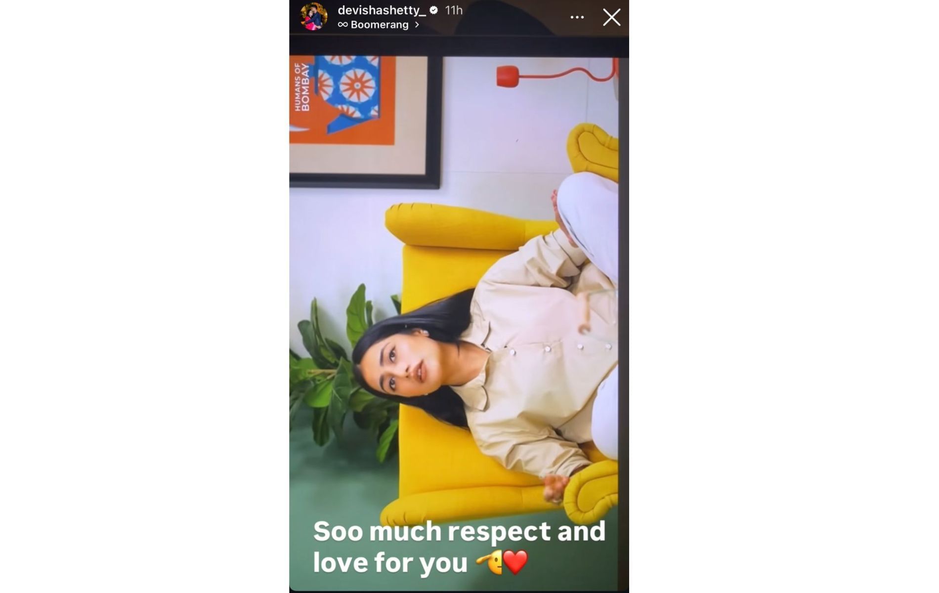 Screenshot of Devisha Shetty&#039;s Instagram story.