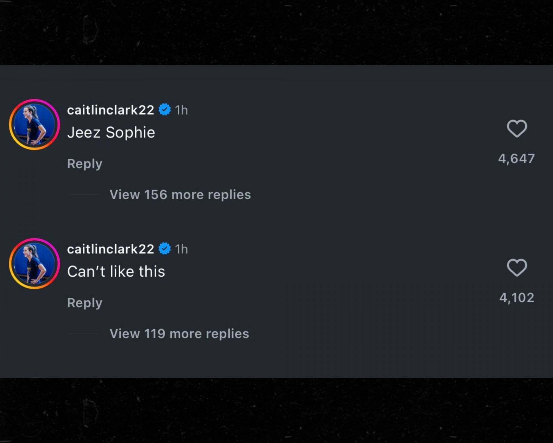 Caitlin Clark&#039;s comment on Sophie Cunningham&#039;s Instagram post (Credits: IG/@sophie_cham)