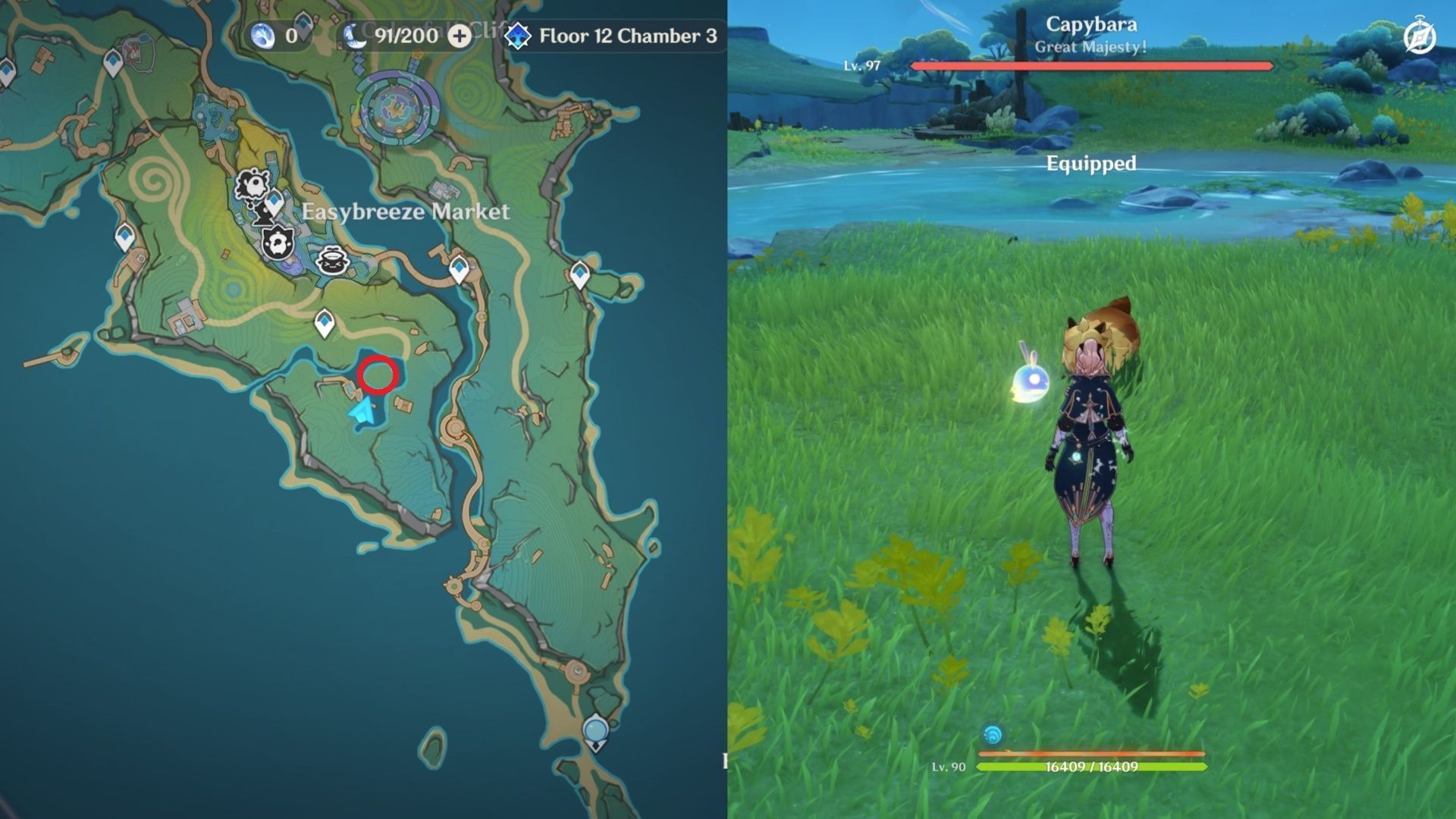 The Capybara King&#039;s location (Image via HoYoverse)