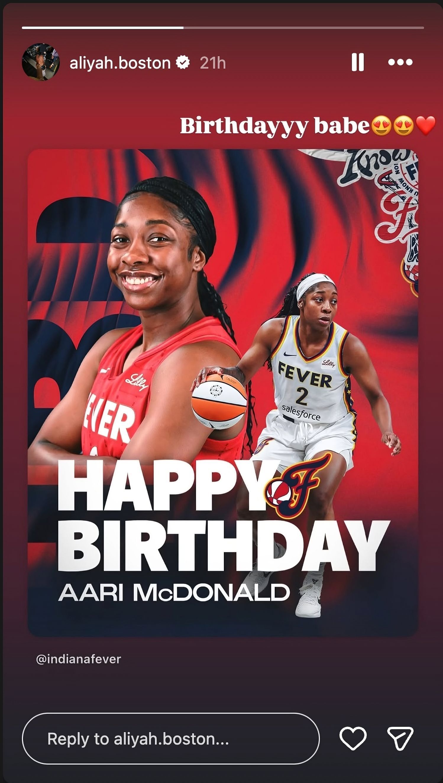 Aliyah Boston birthday post