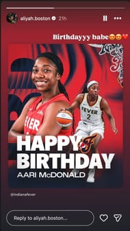 Aliyah Boston's birthday post