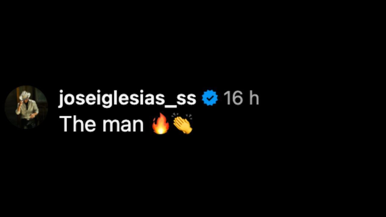 Screenshot of Jose Iglesias&#039; comment on Yu Darvish&#039;s Instagram post (Images from - Instagram.com/@darvishsefat11)