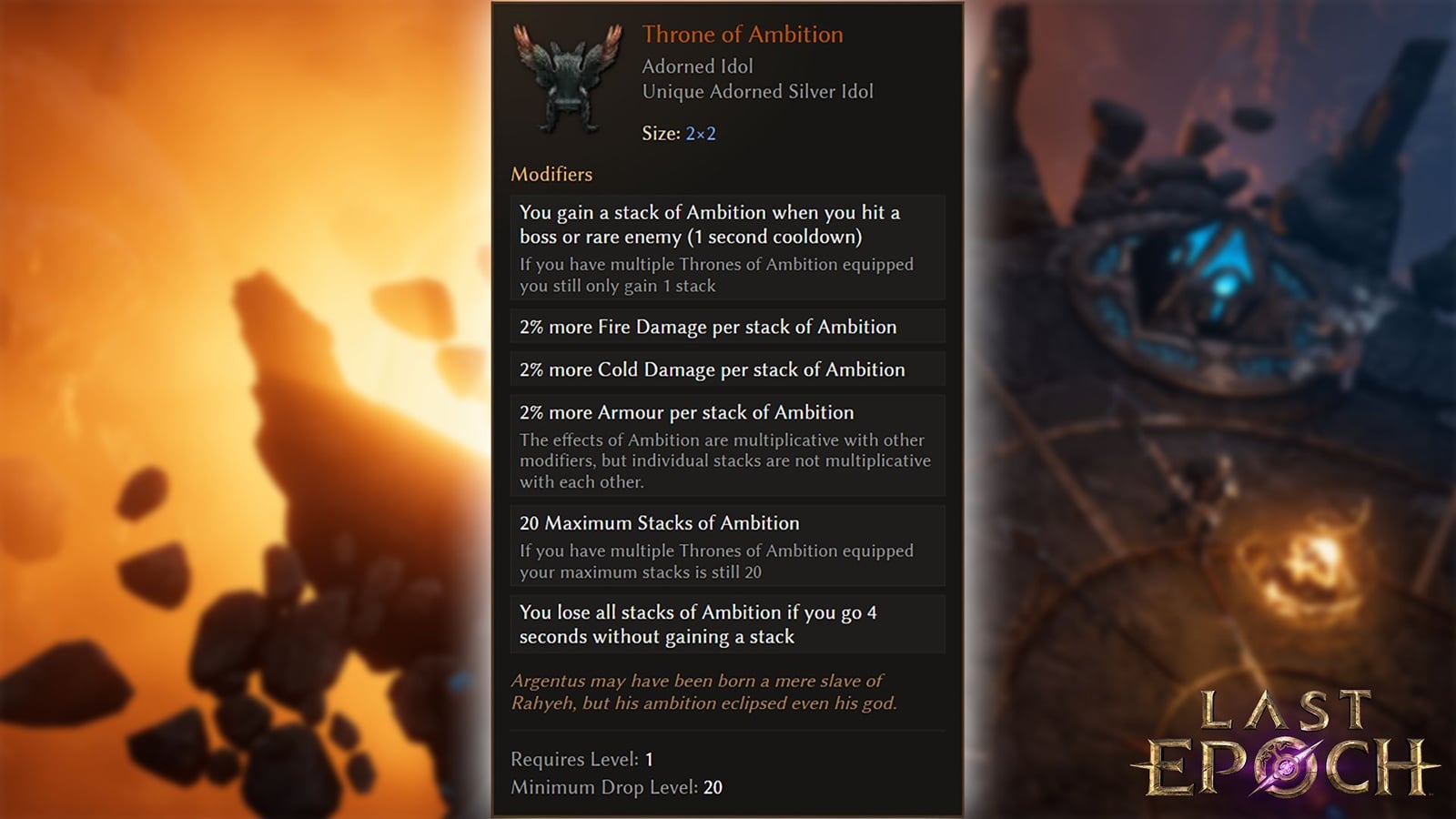 How to get Throne of Ambition in Last Epoch, and its Unique effects