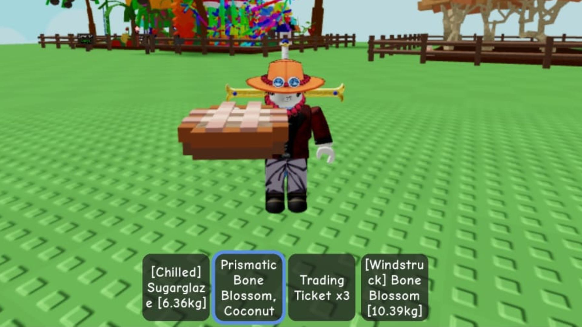 A Prismatic Pie made with Coconut and Bone Blossom (Image via Roblox)