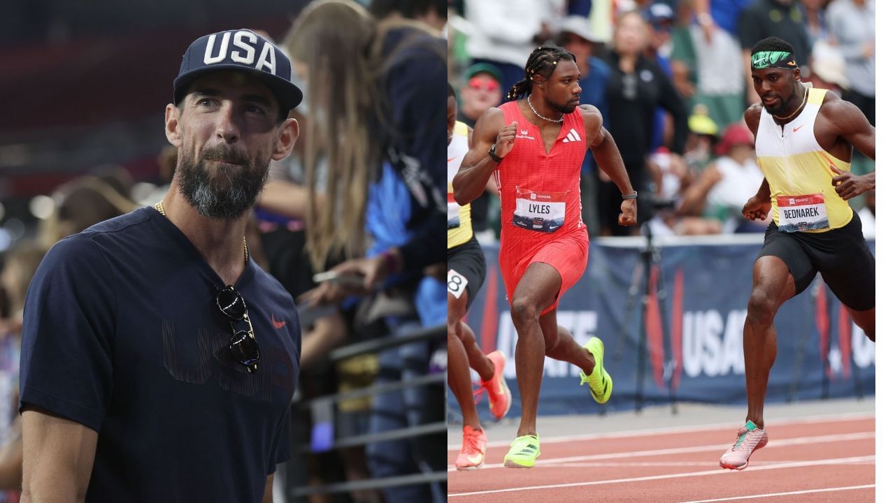 Michael Phelps, Noah Lyles and Kenny Bednarek (Image via: All Getty)