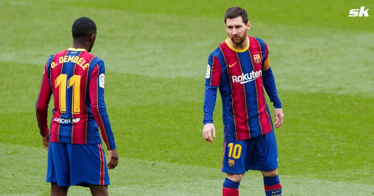 Ousmane Dembele and Lionel Messi in action for Barcelona - Getty