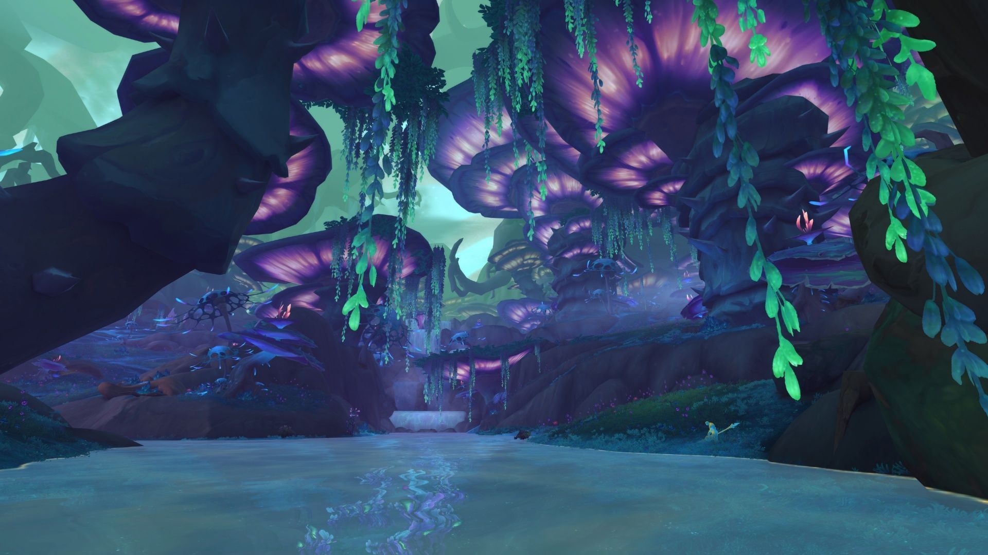 Harandar has a serene, but also unsettling, aesthetic to it. It&#039;s like a prettier Zangarmarsh. (Image via Blizzard Entertainment)