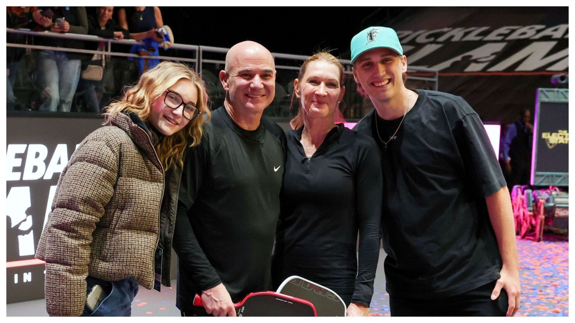 Agassi and Jaz with Steffi Graf and Jaden - Source: Getty
