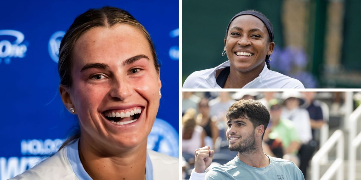 Aryna Sabalenka (left), Coco Gauff (top right), Carlos Alcaraz (bottom right), Sources: Getty
