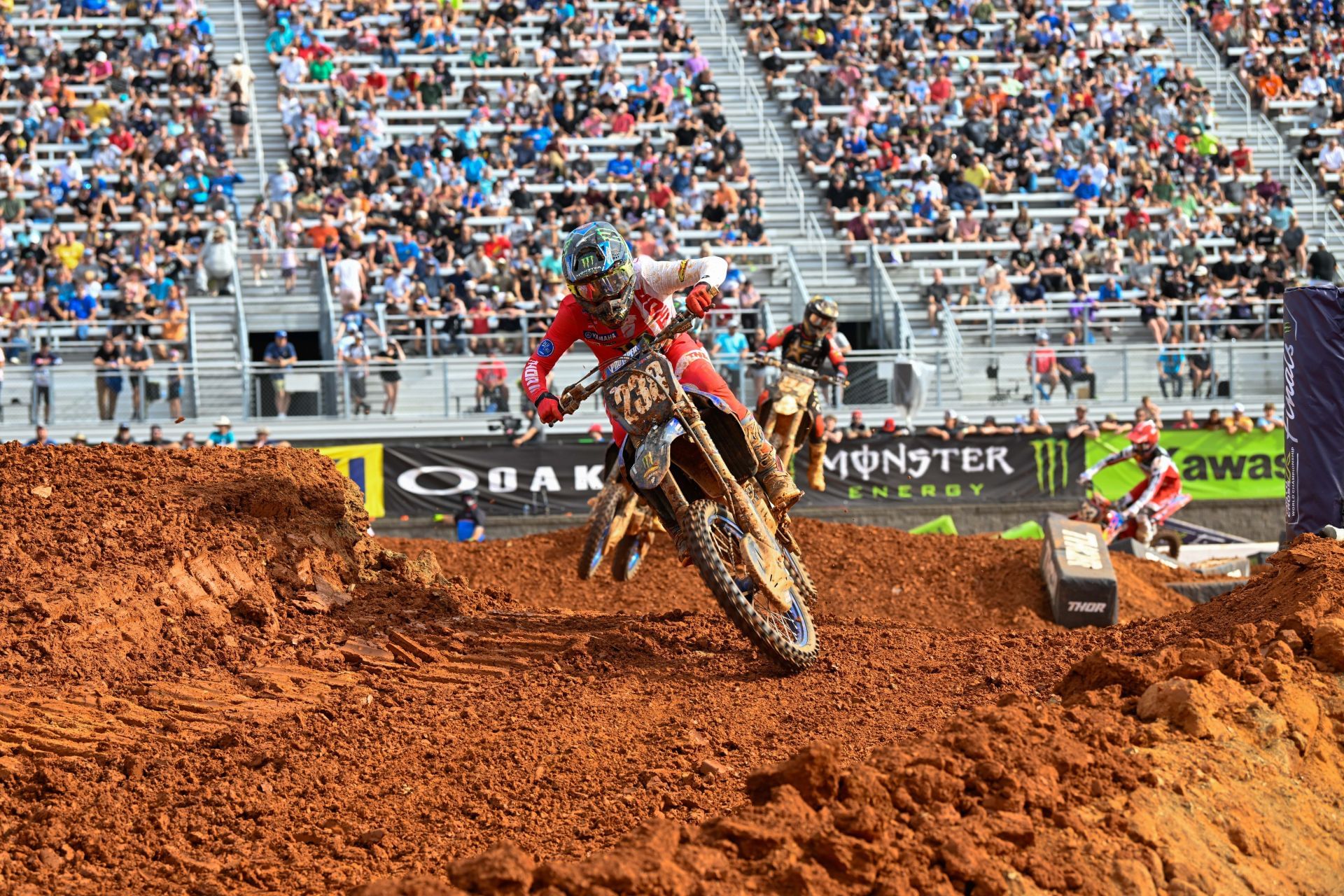 Haiden Deegan (238) during the 2023 Monster Energy AMA Supercross Championship Final. Source: Getty