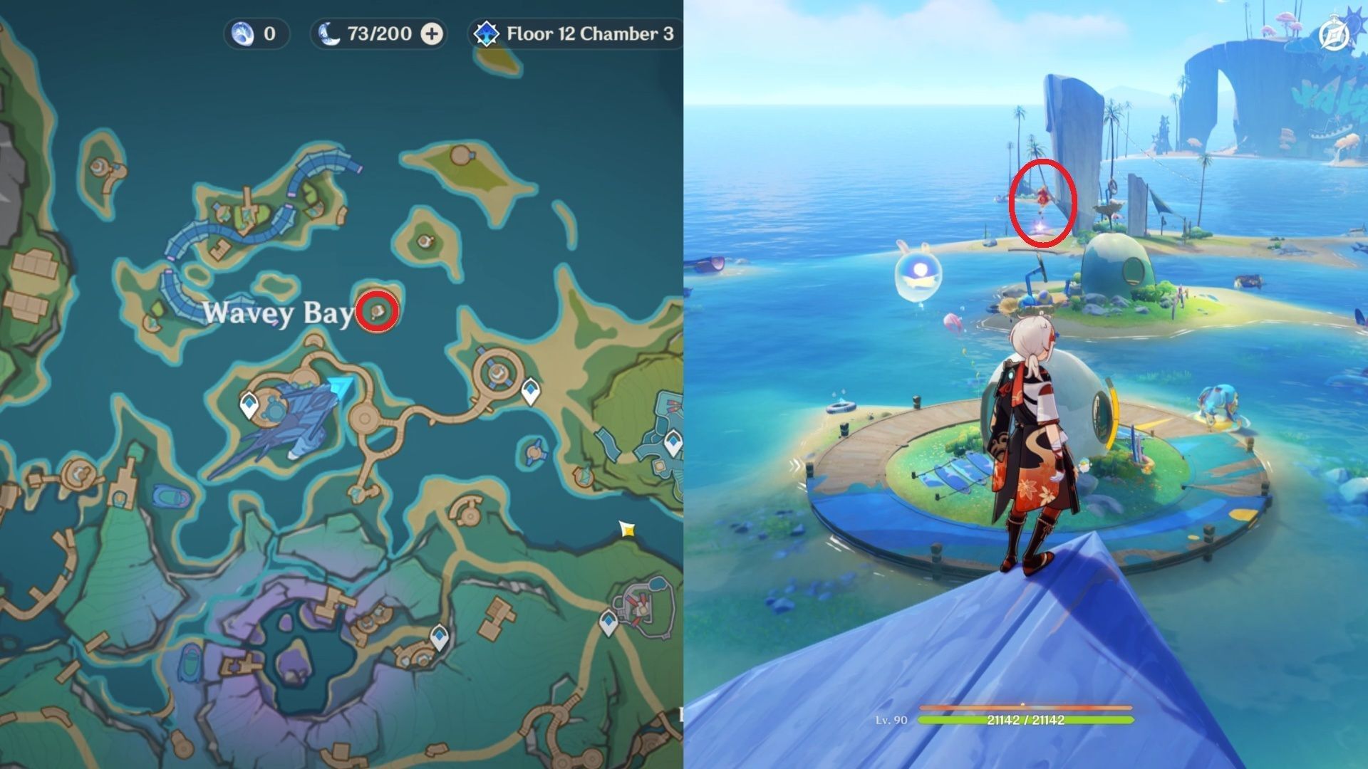 Above the small house in Wavey Bay (Image via HoYoverse)