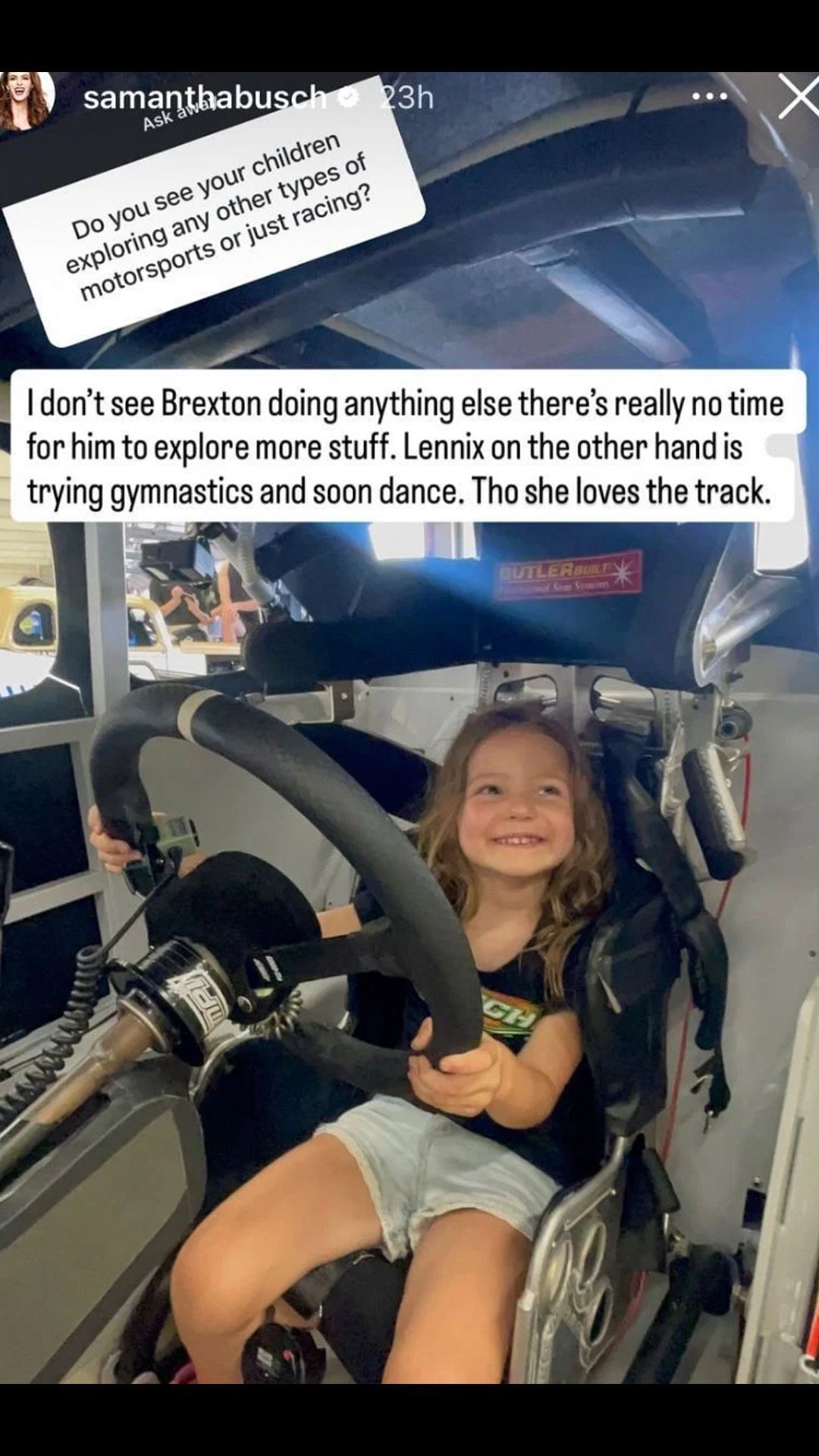 Samantha Busch&#039;s Instagram story - Source: @samanthabusch on IG