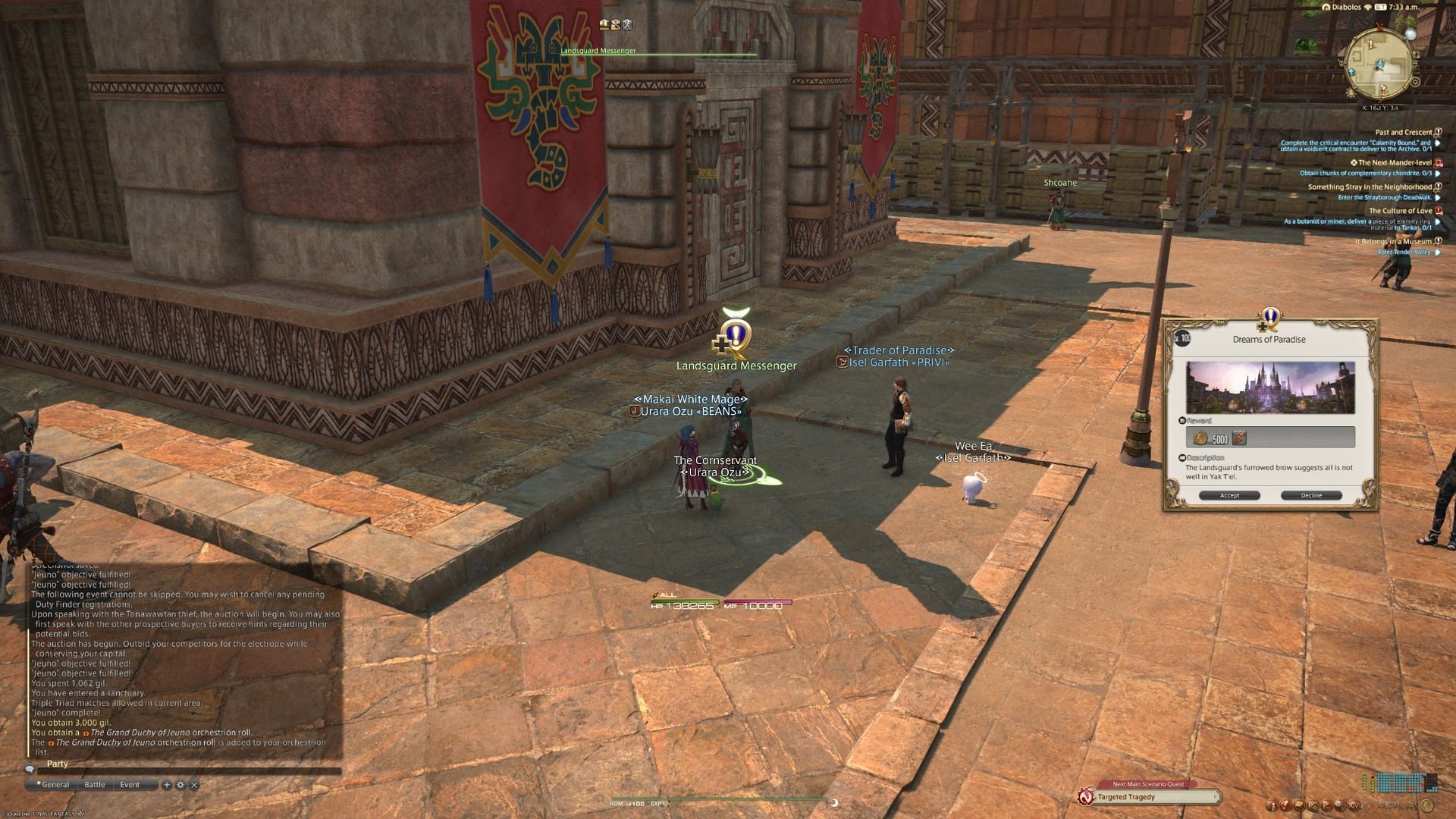 To unlock San d&#039;Oria: The Second Walk in FFXIV, you may have a few quests ahead of Dreams of Paradise (Image via Square Enix)