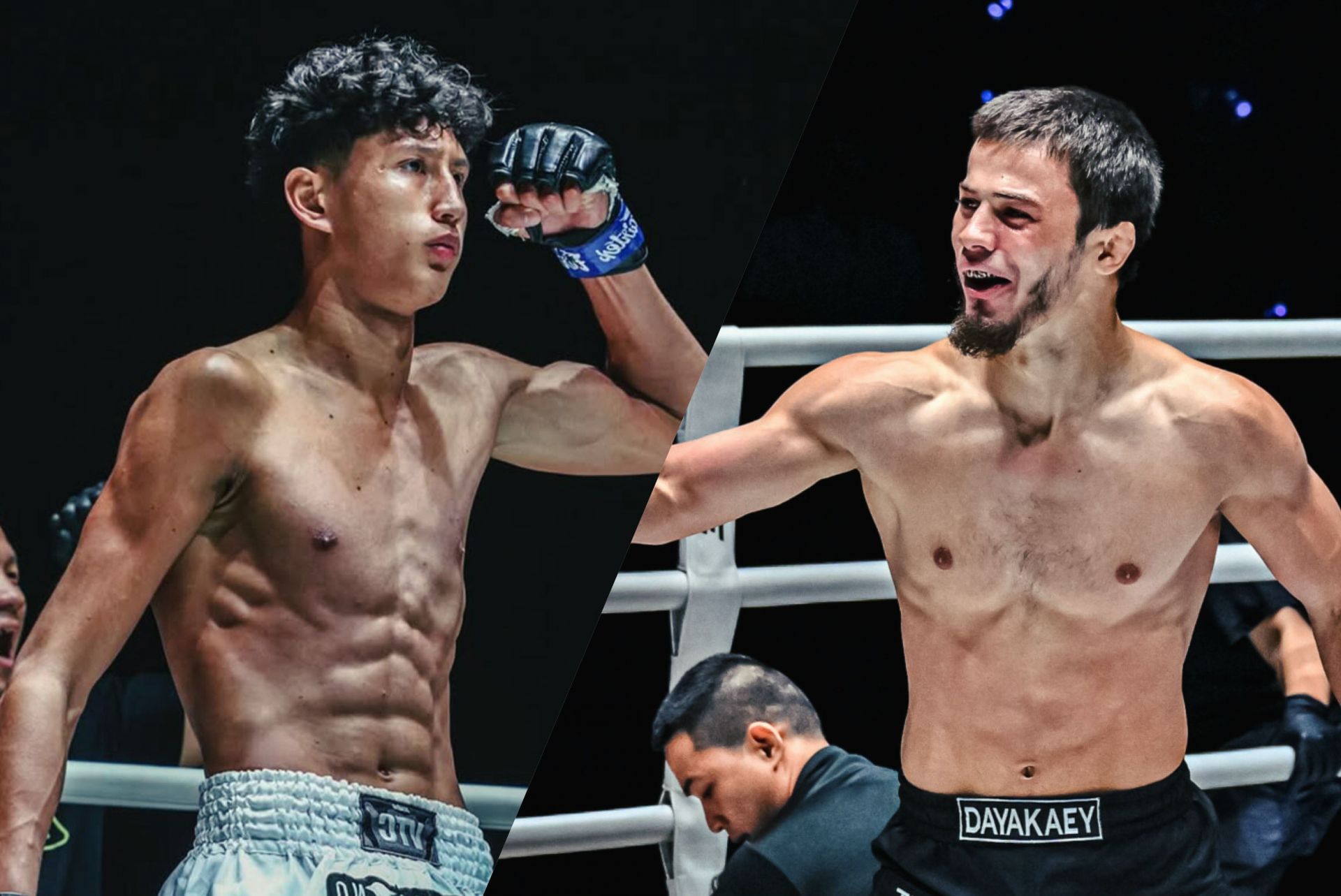 (From left) Team Mehdi Zatout stablemates Nabil Anane and Abdulla Dayakaev. [Images by ONE Championship]