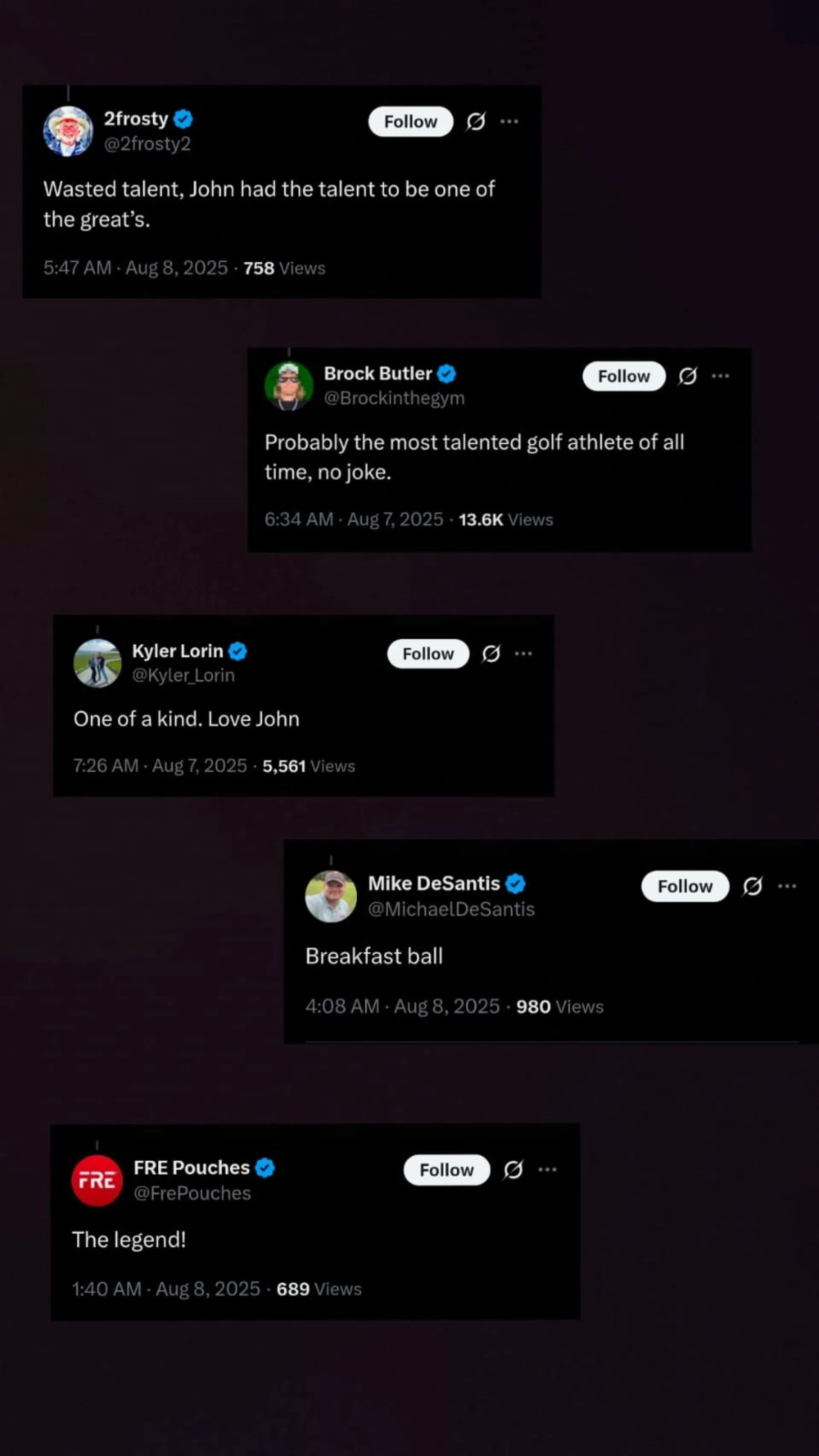 Screenshot of fan reactions from NUCLR Golf&#039;s post (via X)