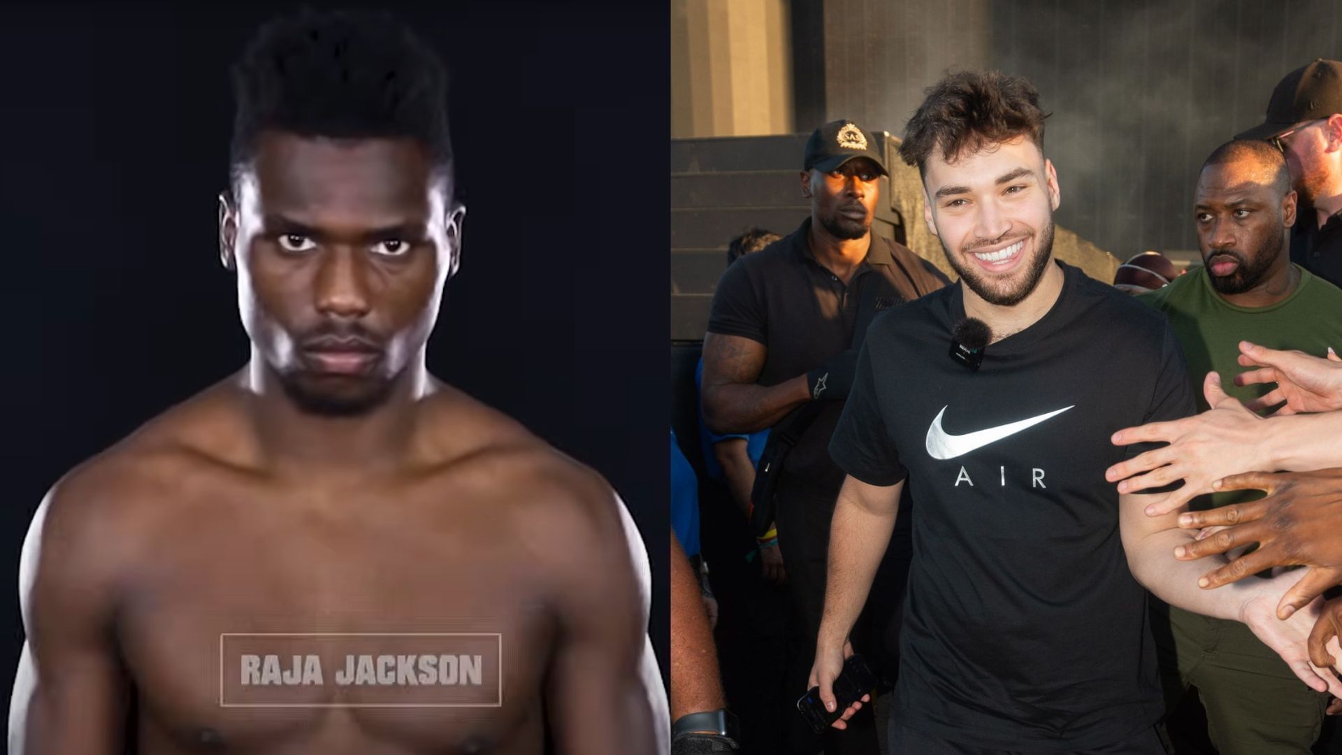 Adin Ross advocates for Raja Jackson to be part of the next Brand Risk event (Images via United Fight League/YouTube, Getty) 