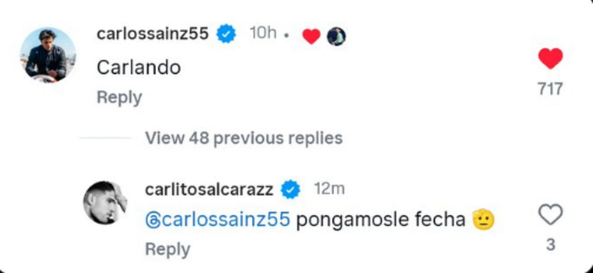 Carlos Sainz and Carlos Alcaraz&#039;s interaction l X/@yolo