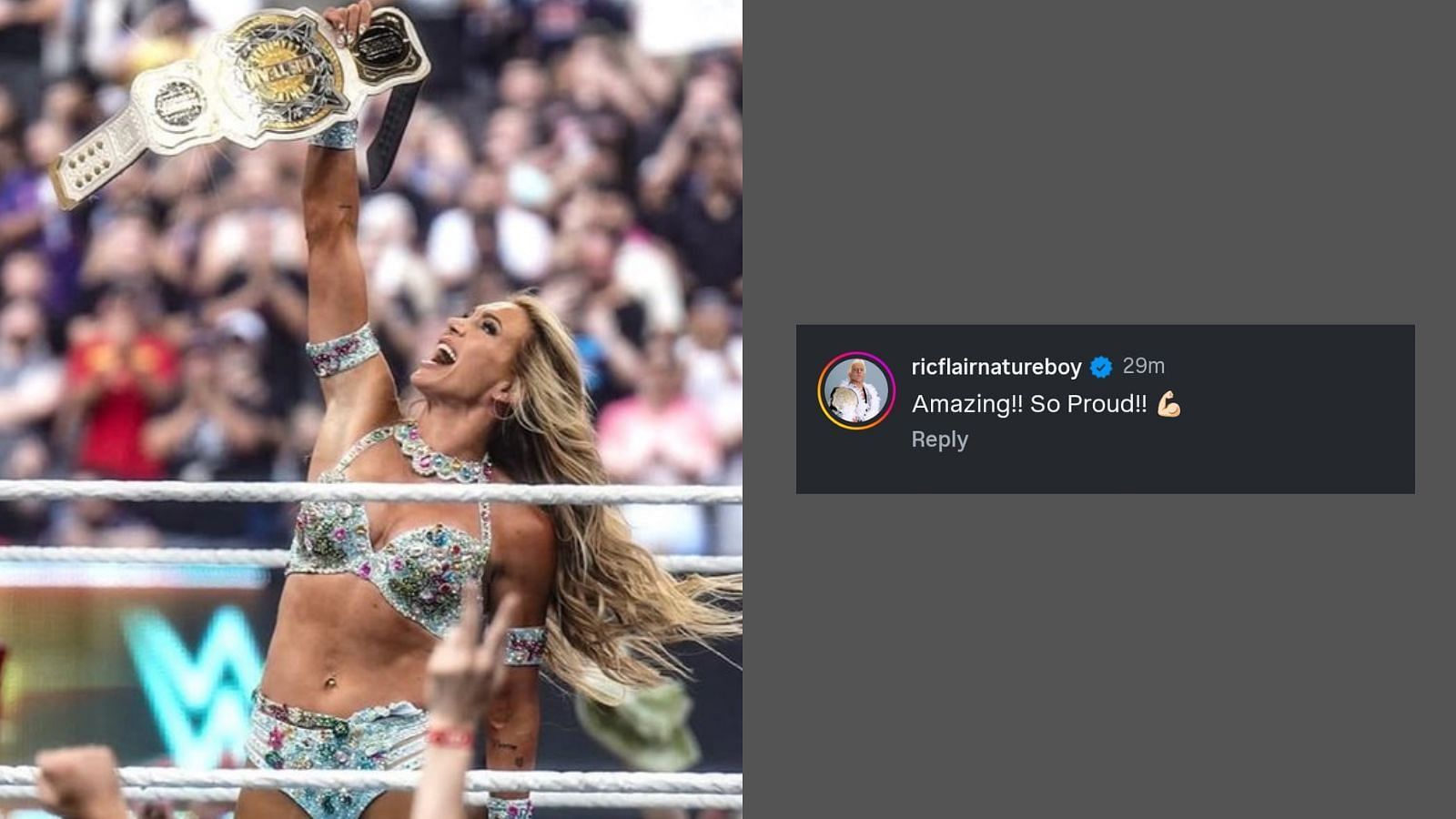 Ric Flair&#039;s comment [Images via Charlotte&#039;s Instagram]