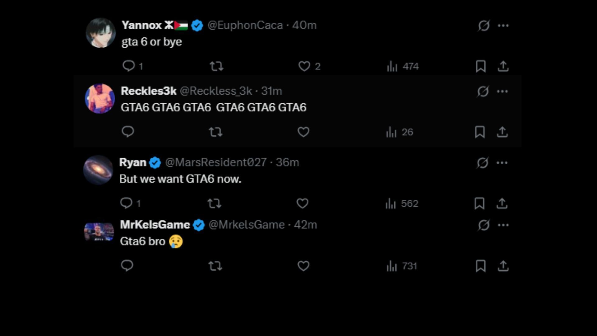 Fans want Rockstar Games to talk about GTA 6 (Images via X)