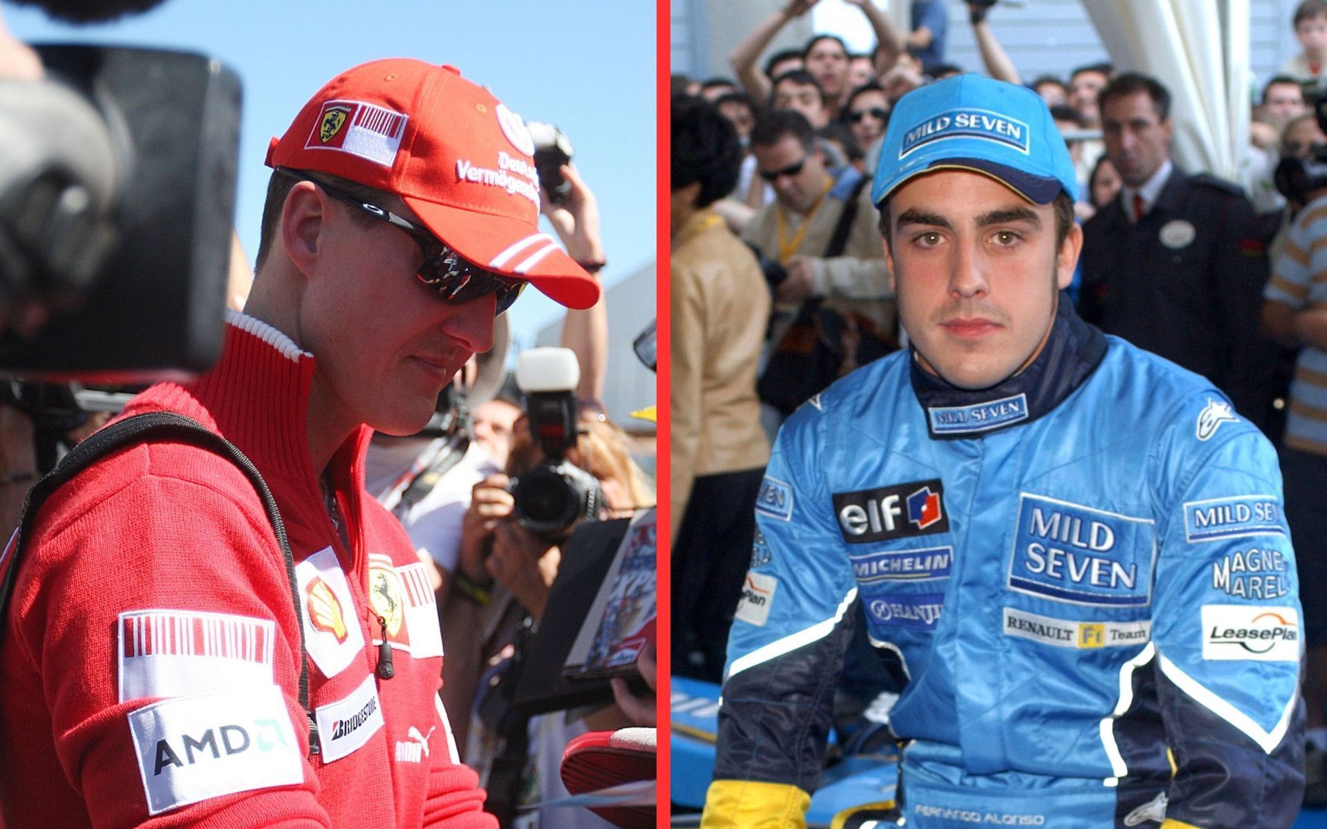 Michael Schumacher (L) and Fernando Alonso (R)