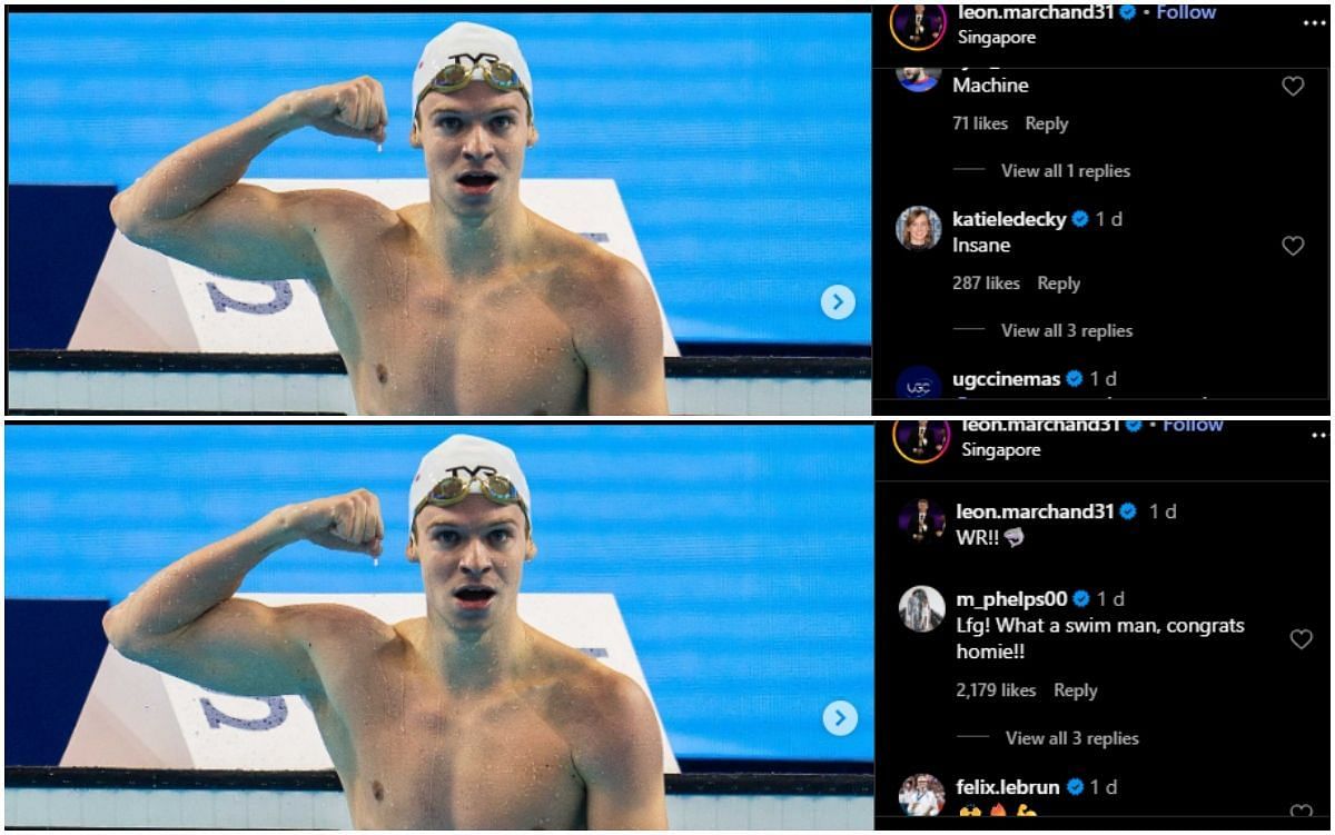Phelps and Ledecky hail Leon Marchand; Instagram - @leon_marchand31