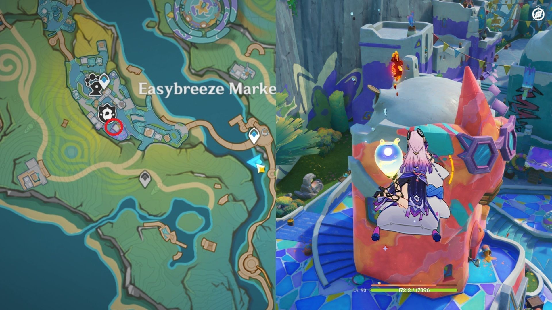South of Easybreeze Market waypoint (Image via HoYoverse)
