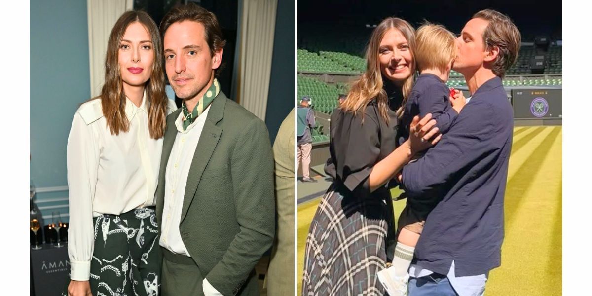 Maria Sharapova and her fianc&eacute; Alexander Gilkes with their son Theodore (Image Source: Getty; @mariasharapova on Instagram)