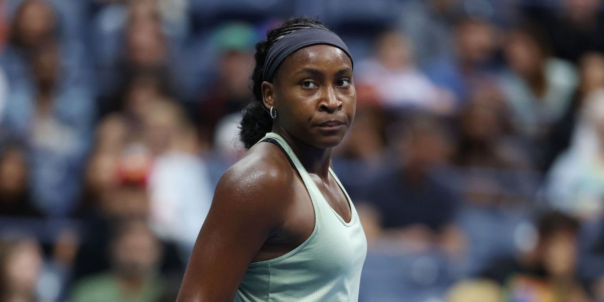 Coco Gauff during a practice session at the 2025 US Open (Source: Getty)